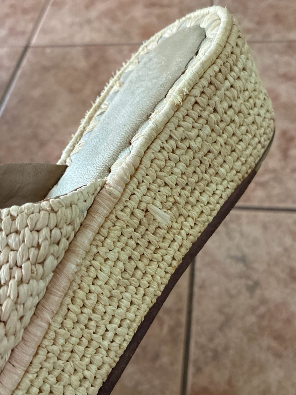 Vintage y2k Woven Espadrille Platform Slide Sandals in Natural - Picture 7 of 9